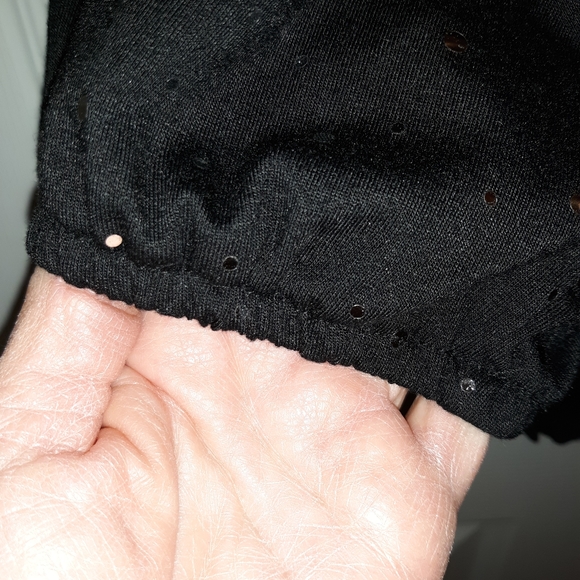 C D Petites black blouse with sequined body and silver studded neck. - Picture 3 of 7